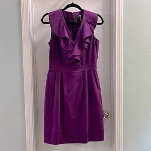 Tahari Size 6 Purple Ruffled Front Dress